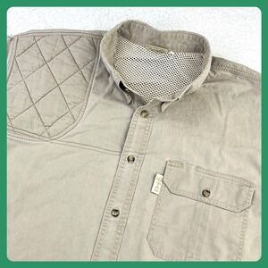 TAG Safari Shooting Shirt Men's 3XL Khaki Tan 100% Cotton Quilted Shoulder Pad